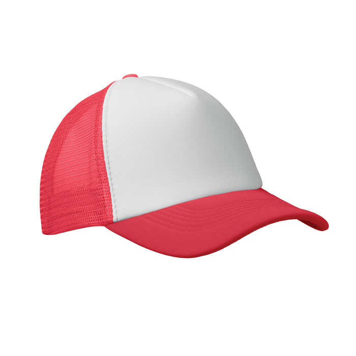 Casquette personnalisable 5 pans Bubble Blanc / Rouge